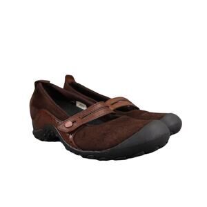 Merrell Shoes Women 7 Mary Jane Wedge Leather Plaza Bandeau Casual Comfort Brown